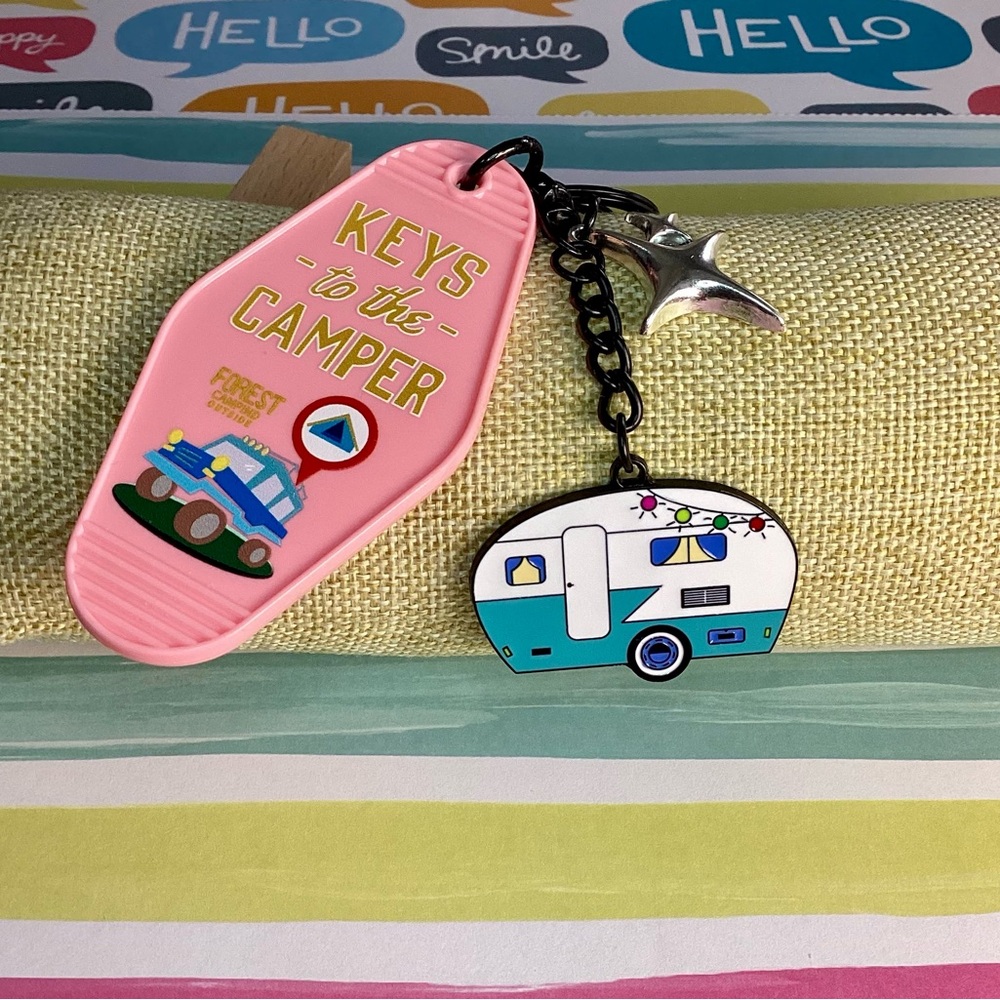 NWOT - Handmade Keychain - Pink "Keys to the Camper!" *** 2 for $20!!